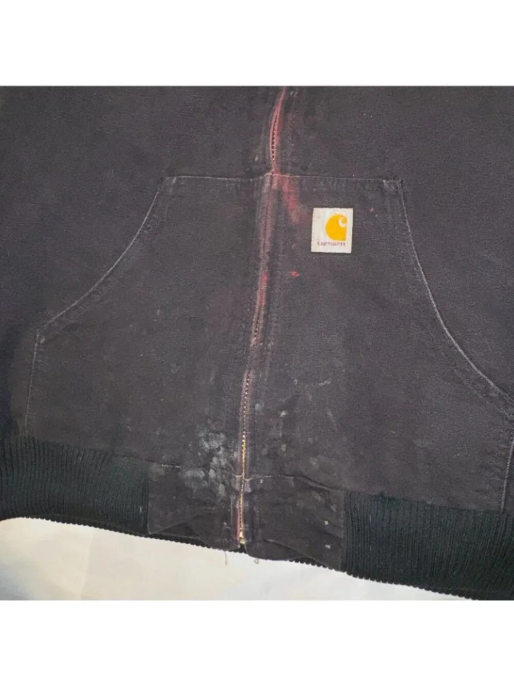 Carhartt Active Jacket Mens Medium Black Good Loose Fit OJ0140 Canvas Hooded